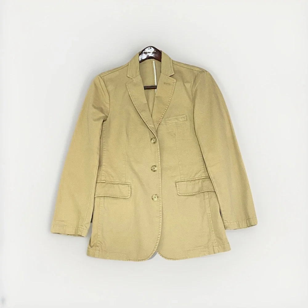 J Crew Mens‎ S Unstructured Cotton Blazer Khaki Sport Coat Preppy Y2K Academia
